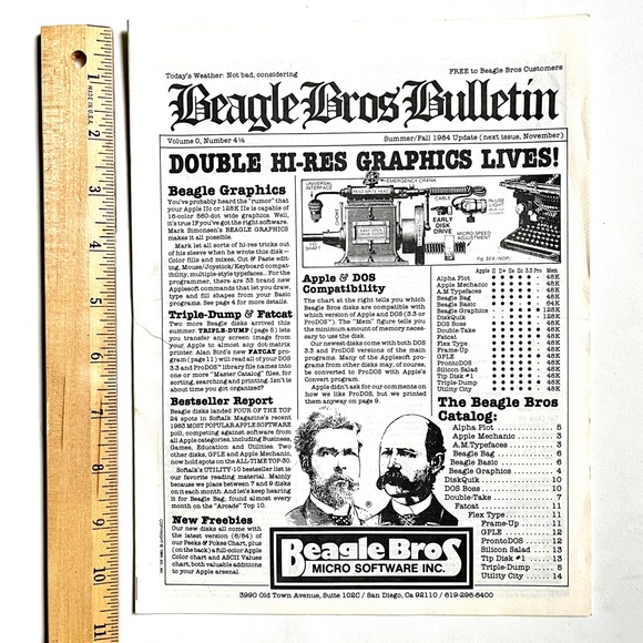 Vintage Beagle Bros Bulletin Summer/Fall 1984. Apple- micro software programers. - Picture 2 of 9